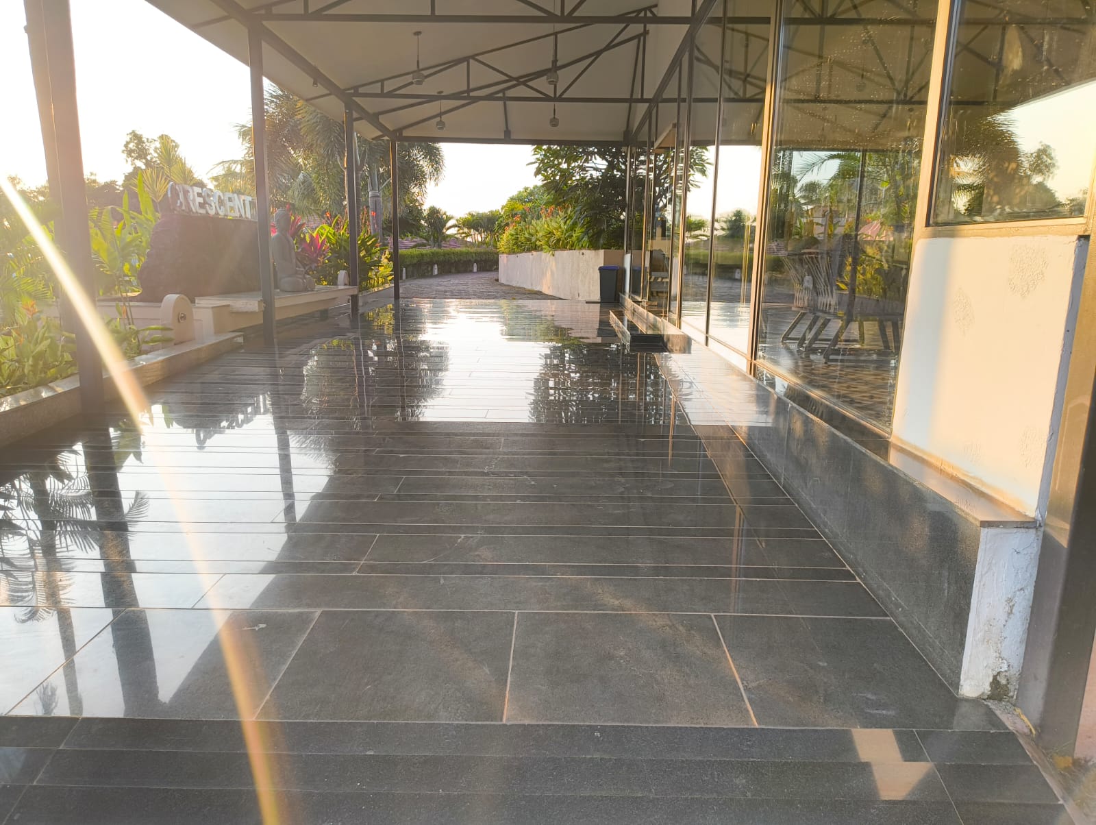 Walkway in low evening sun