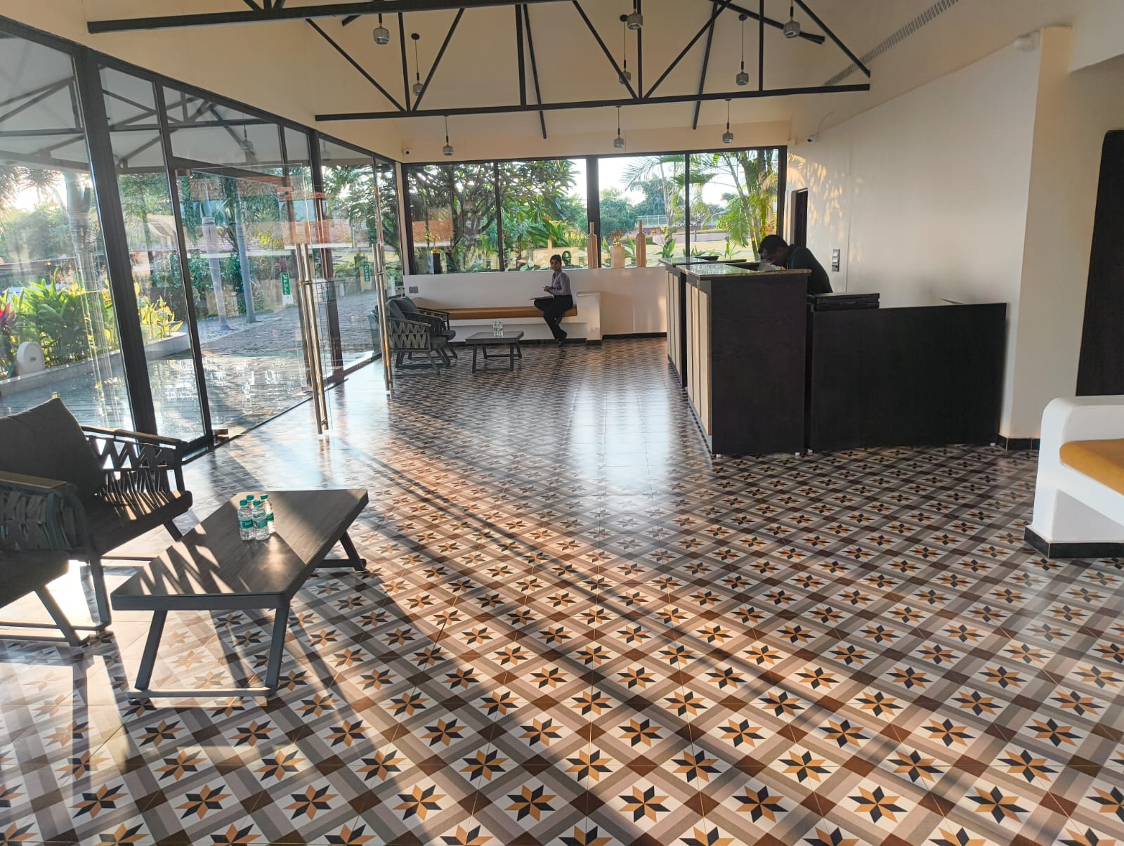 Lobby lounge looking toward the garden